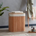 Large Natural Bamboo Laundry Hamper with Hinged Lid & Liner – 51cm