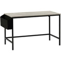Vida Designs Brooklyn Large Computer Desk – Grey with fabric storage basket, product view