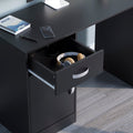 Vida Designs Hudson black computer desk with one drawer and cupboard door